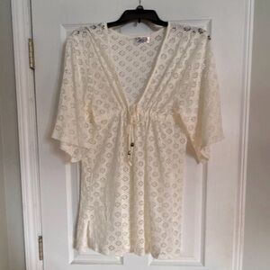 India Boutique Cream Eyelet Lace Cover Up